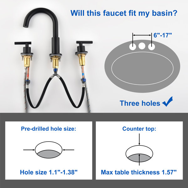 SHAMANDA Widespread Faucet 2handle Bathroom Faucet & Reviews Wayfair